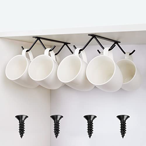 Black Cabinet Hook Mug Holder - Space-Saving Kitchen Organizer