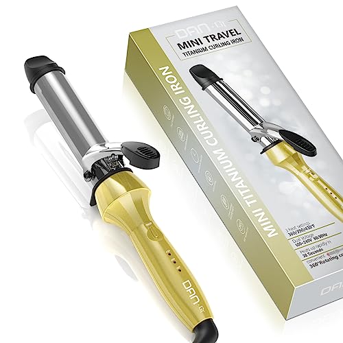 Compact Mini Curling Iron - 3 Temperature Settings, Rapid Heating, Dual Voltage, Titanium Plate