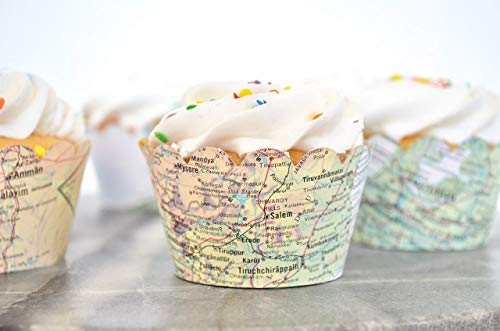 Vintage World Map Cupcake Wrappers