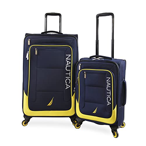 Nautica 2pc Softside Luggage Set, Navy Yellow