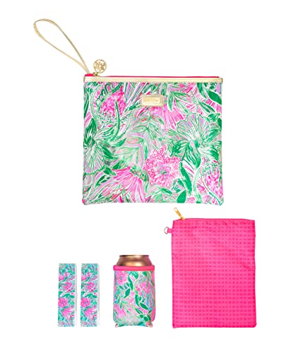 Lilly Pulitzer Beach Day Pouch with Drink Hugger, Small Pouch, and Towel Clips