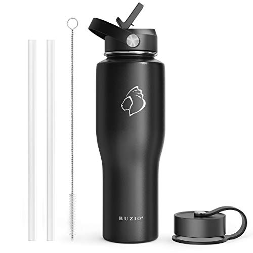 BUZIO Stainless Steel Water Bottle - 32oz Tumbler Travel Flask