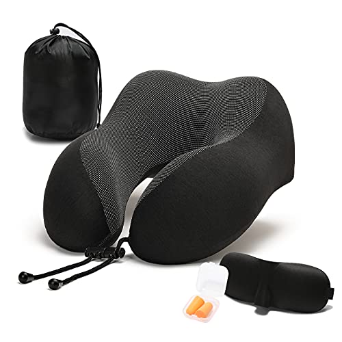 Memory Foam Travel Pillow with Cooling Cover and Accessories