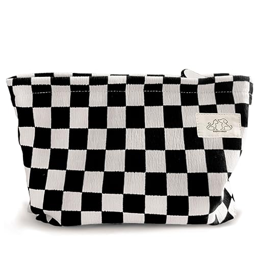 Women Checkered Corduroy Makeup Bag