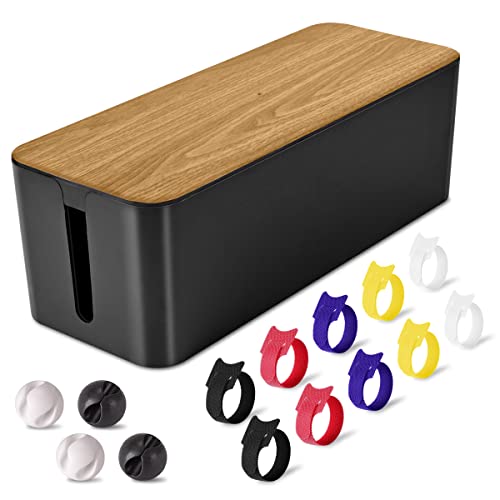 Wooden Grain Cable Management Box - Hide Wires&Power Strips