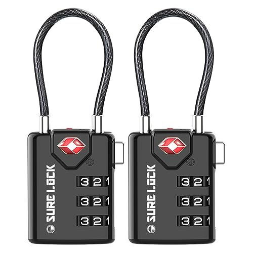 SURE LOCK Travel Luggage Locks - 2 pack