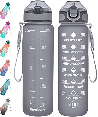 Enerbone Motivational Water Bottle with Straw