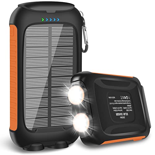 Portable Solar Charger 20000mAh with Dual LED Flashlights