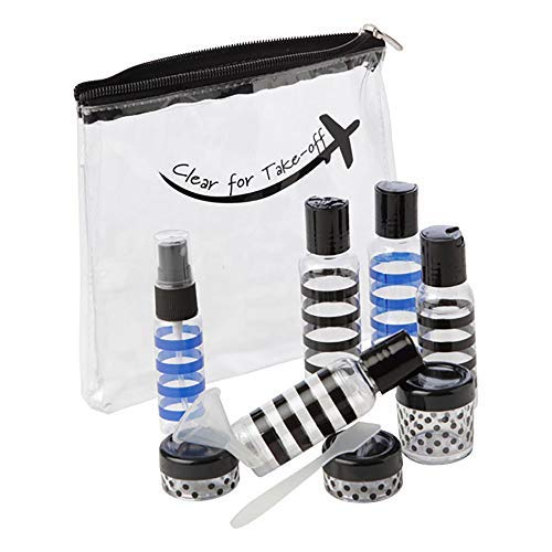 MIAMICA TSA Compliant Travel Bottles and Toiletry Bag Kit