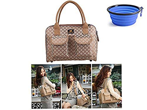 Hubulk Pet Carrier Bag with Free Collapsible Dog Bowl (S Khaki)