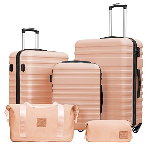 Coolife 3 Piece Luggage Set in Pink