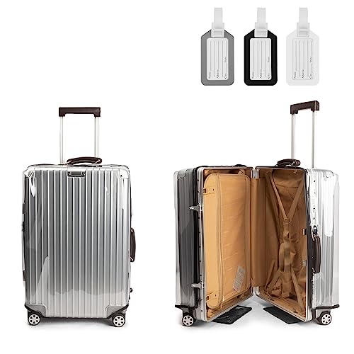 HOSTK Clear PVC Luggage Protector with 3 Luggage Tags