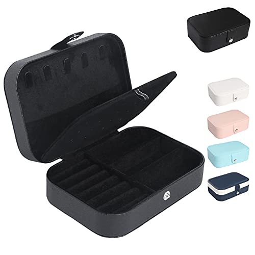 Portable Travel Jewelry Box with Multiple Compartments - Black