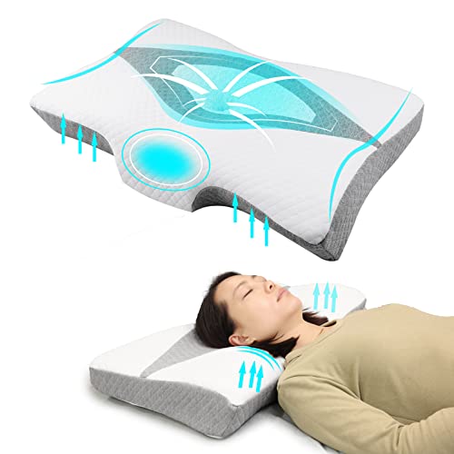 Osteo Cervical Pillow for Neck Pain Relief, Hollow Design Odorless Memory  Foam Pillows with Cooling Case, Adjustable Orthopedic Bed Pillow for  Sleeping, Contour Support for Side Back Stomach Sleepers  Queen(25.5*16.5*5.2/4.