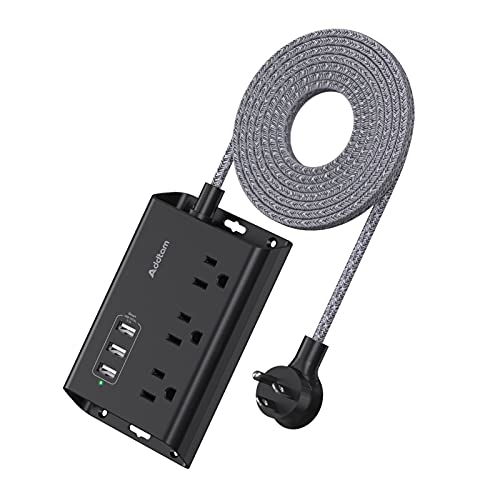 Addtam Power Strip with USB Ports and Flat Plug Extension Cord