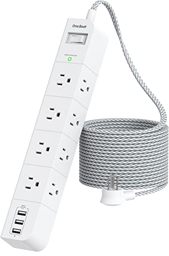 10 ft Extension Cord, Power Strip Surge Protector