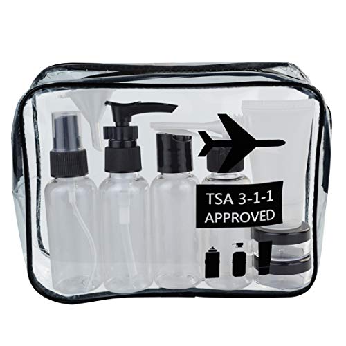 Wobe Clear Travel Bottles and Toiletry Bag Set