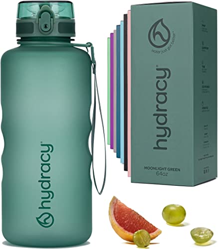 Hydracy Time Marker Water Bottle - Large 64oz BPA Free Bottle with Sleeve & Fruit Infuser
