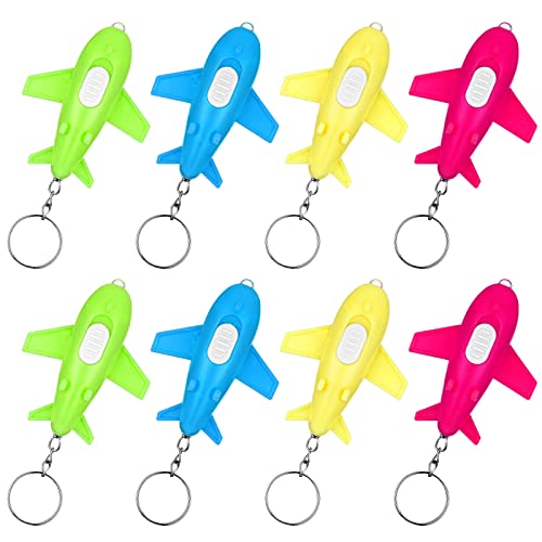 Airplane Party Favors Flashlight Keychain - 24 Pcs