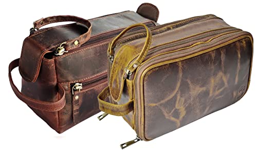 RUSTIC TOWN Leather Toiletry Bags Combo - The Best Travel Organizer Gift