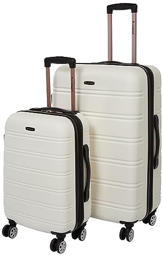 Rockland Melbourne Hardside Spinner Wheel Luggage, White, 2-Piece Set