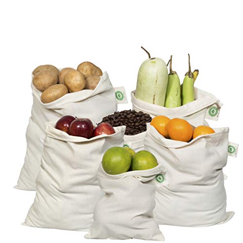 Reusable Cotton Produce Bags - Set of 6