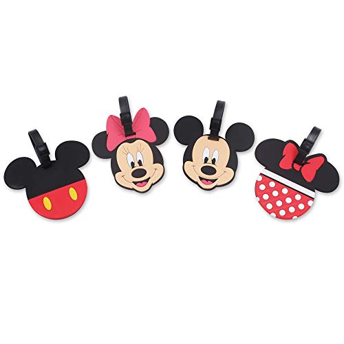4 Pcs Set Mickey Mouse and Minnie Mouse Silicone Travel Luggage Baggage Identification Labels ID Tag