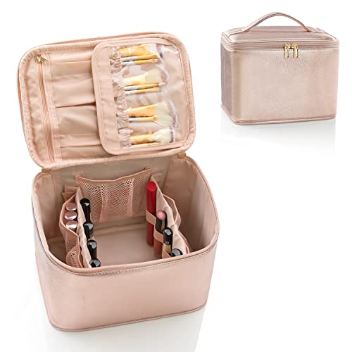OCHEAL Large Travel Makeup Bag - Rose Gold
