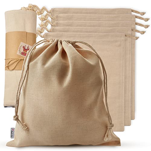 Organic Cotton Produce Bags - Large, Reusable Canvas Muslin Sack