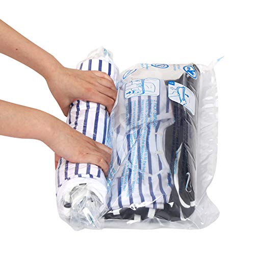 Spacesaver 8 x Premium Travel Roll Up Compression Storage Bags for  Suitcases - No Vacuum Needed - (4 x large, 4 x medium) - 80% More Storage  than Leading Brands! 