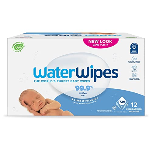 WaterWipes Original Baby Wipes, 99.9% Water Based Wipes, Unscented & Hypoallergenic for Sensitive Skin