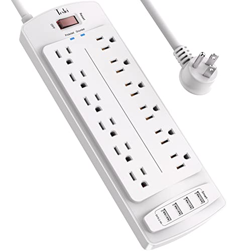 Tcstei Surge Protector with 12 Outlets and 4 USB Ports