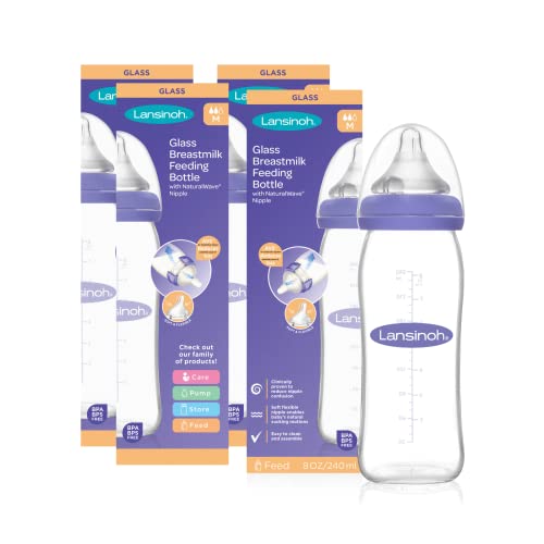 Lansinoh Glass Baby Bottles for Breastfeeding Babies