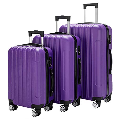 Purple Luggage Set with Spinner Wheels & TSA lock