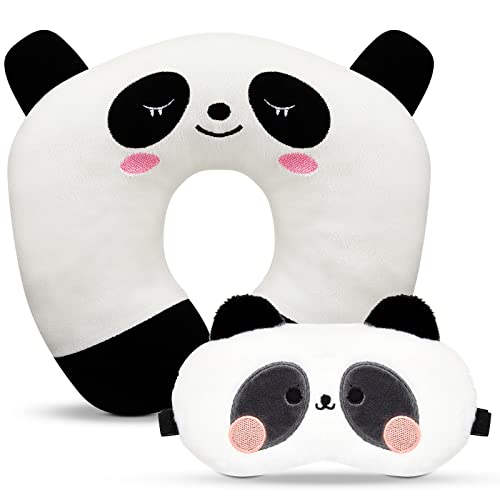 Cute Panda Travel Neck Pillow with Eye Mask