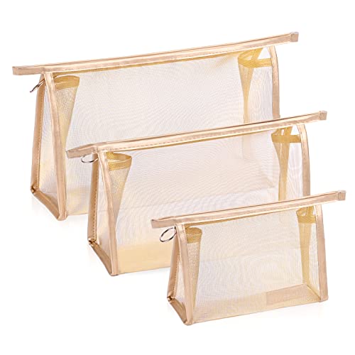CLAFELOR Mesh Makeup Bag Set - Portable Pouches for Toiletries and Accessories
