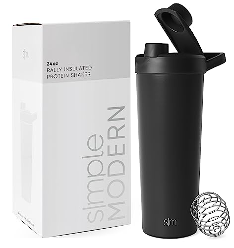 Simple Modern Stainless Steel Shaker Bottle 24oz | Insulated Protein Mix Cup