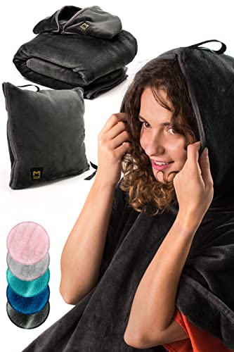 MasterManner Travel Blanket Airplane Compact with Hoodie