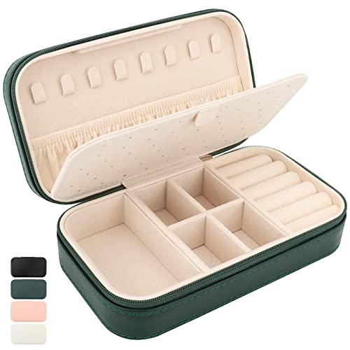 Benevolence LA Plush Velvet Square Travel Jewelry Box with Mirror- Emerald