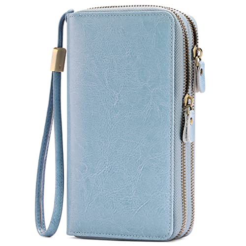 Large Leather Phone Wristlet with RFID Blocking