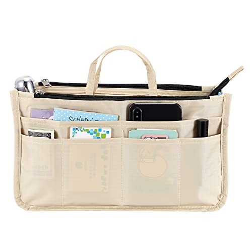 BTSKY Handbag Organizer Insert - High Capacity 13 Pockets Bag Tote Organizer