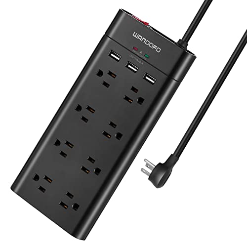 WANDOFO 12Foot Extra Long Cord Power Strip Surge Protector