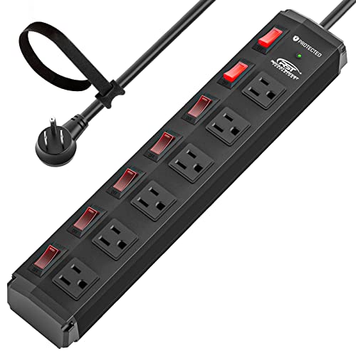 CRST 6 Outlet Power Strip with Individual Switches