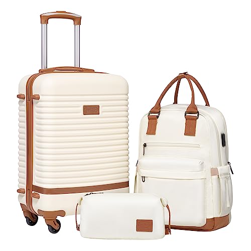 Coolife 3 Piece Luggage Set with TSA Lock and Spinner Wheels
