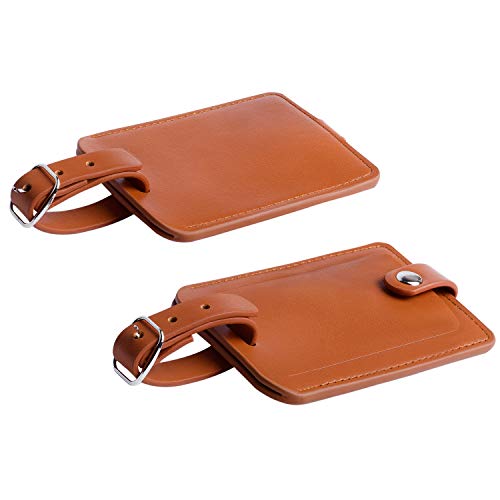 Leather Luggage Bag Tags with Snap
