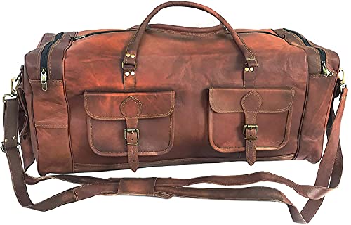 KK's Vintage Leather Travel Duffel Bag