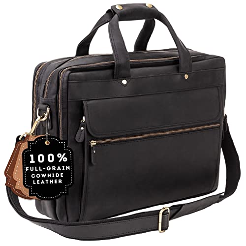 Luxorro Leather Laptop Bag with Multiple Compartments