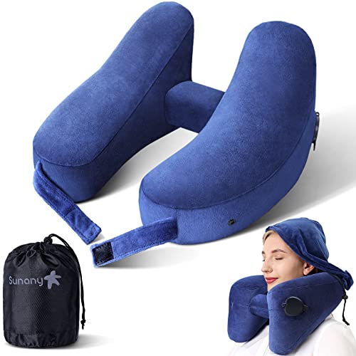 Inflatable Airplane Neck Pillow with Hood