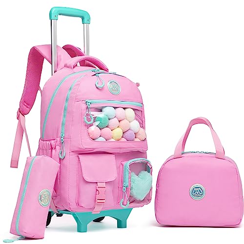Rolling Backpack for Girls Kids Backpack with Wheels