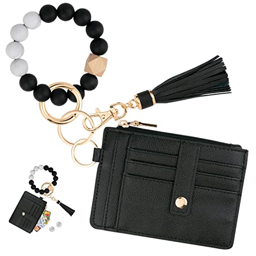 Slim RFID Wallet Keychain Wristlet for Women